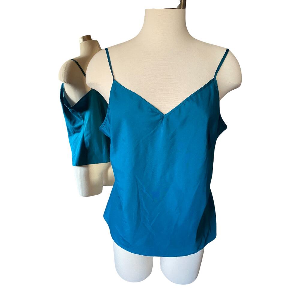 Teal Satin Layering or Sleep Tank, Camisole size Large